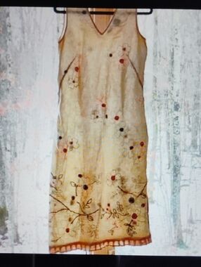 👗Willi Smith Vintage Linen DRESS 👗  Nordstroms VNPLC SZ 8 Embroidered